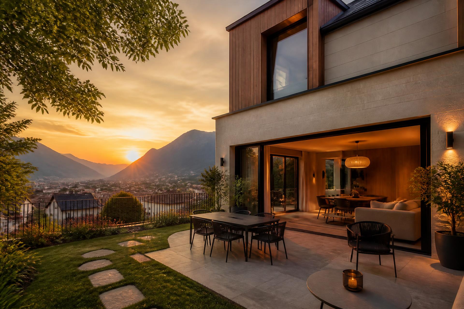 Maison contemporaine à Grenoble avec vue sur les montagnes